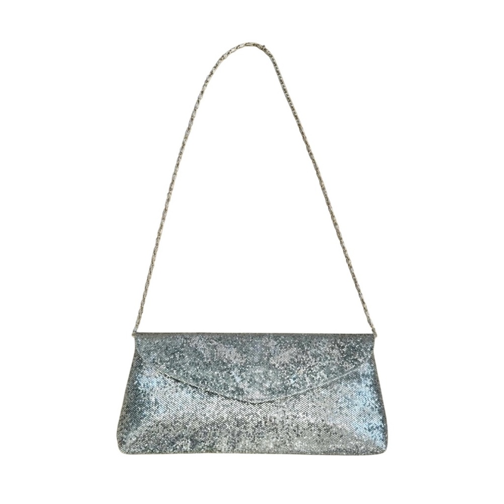 Silver Sparkly Evening Clutch Shoulder Bag Women's Bags Chain Fold Over Envelope